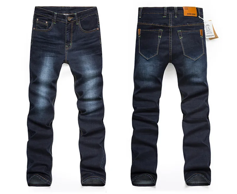 Мужские длинные джинсы эластичные повседневные Прямые синие в стиле хип хоп