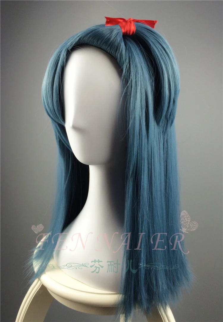Dragonball bulma Косплэй парик синий короткий прямой волос на лице хвостик для взрослых