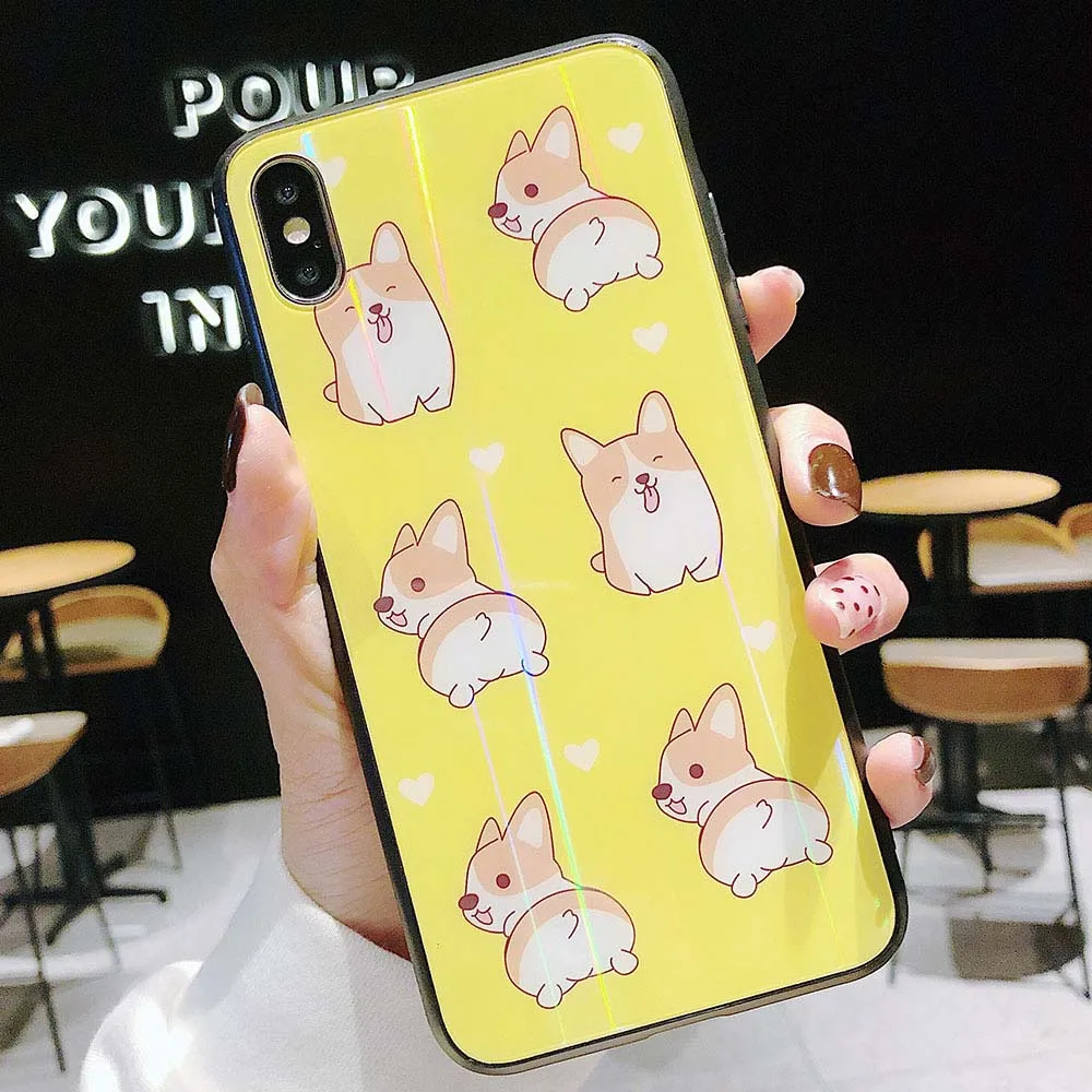 

Glass Phone Case For iPhone 7 8 X XS XR Xs Max Case Cute Cover For iPhone 7 Plus 8 Plus 6 6s 6 Plus 6s Plus Case Animal Cover