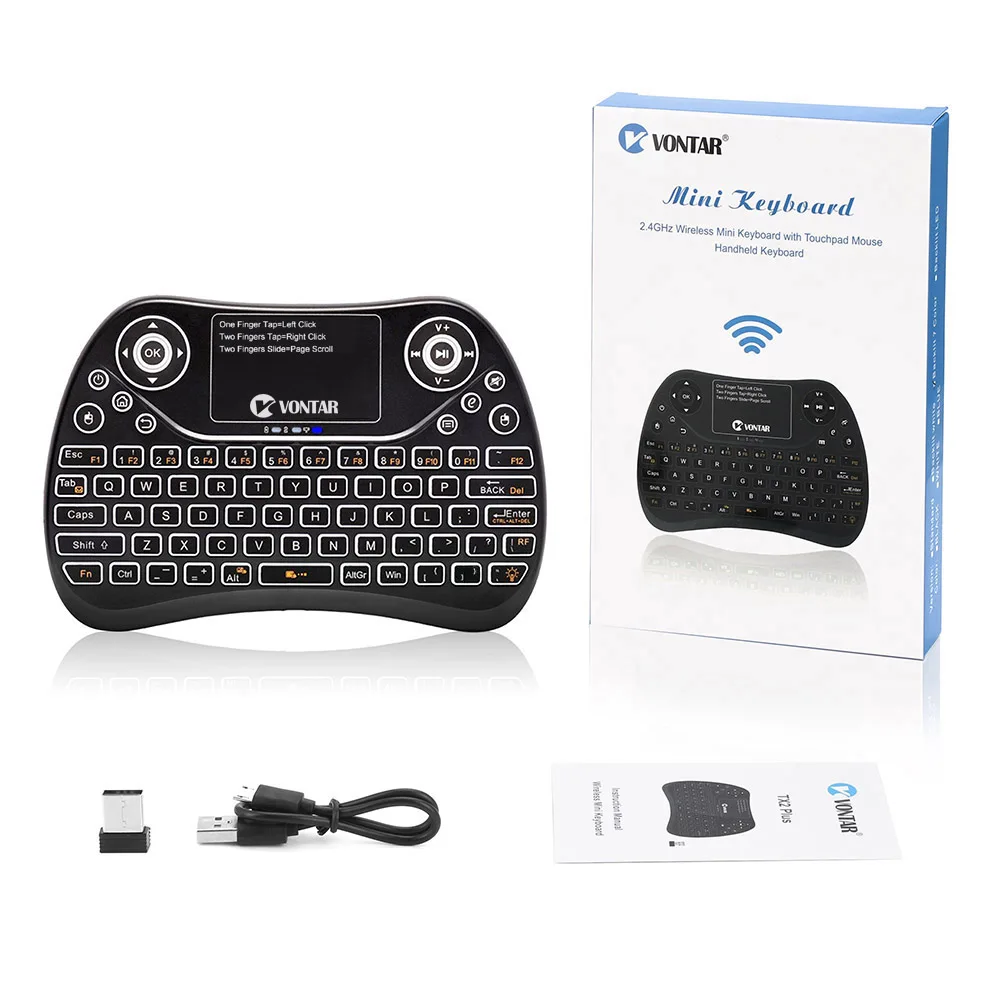 VONTAR TX2 Plus Air mouse QWTREY Клавиатура 2,4 ГГц Беспроводная Мини Клавиатура Тачпад Fly mouse с подсветкой для Android tv BOX X96 mini
