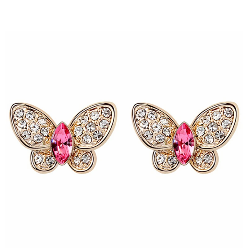 SHDEDE Высокое качество Кристалл от Swarovski бабочки серьги гвоздики женские модные аксессуары дизайнерские брендовые ювелирные изделия-6955