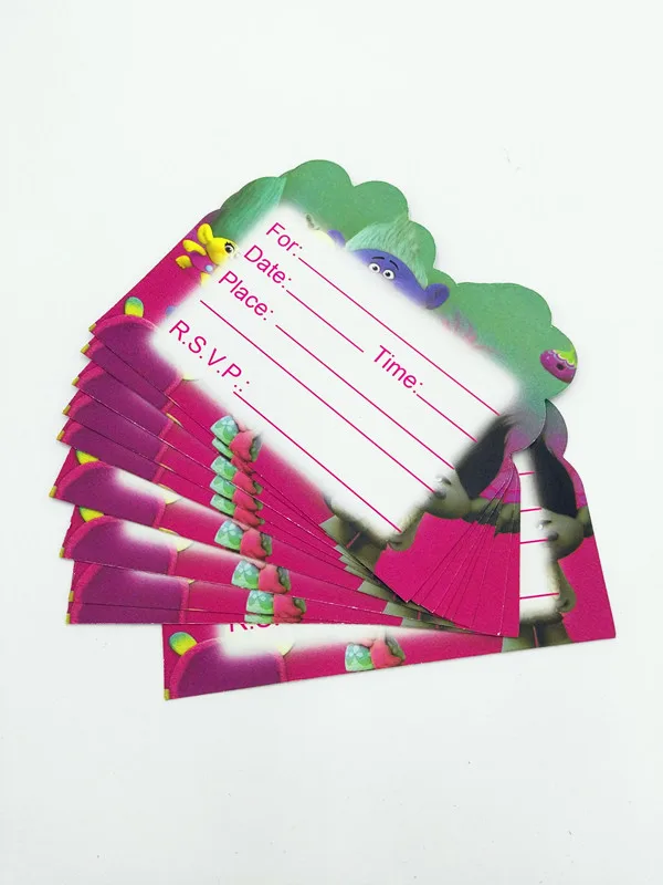 10 шт./лот приглашения троллей для детей вечерние подарки на день рождения товары