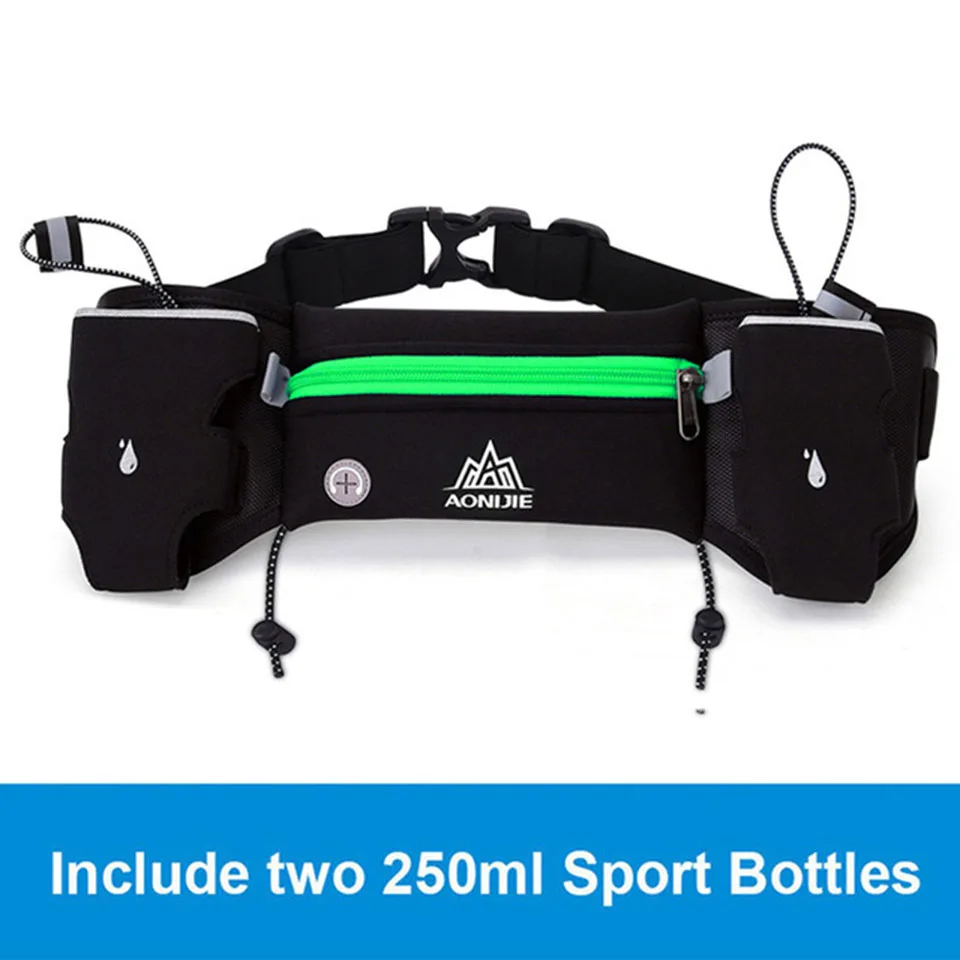 Green with Bottles AONIJIE спортивный гидратационный ремень держатель бутылки поясная сумка марафон бег светоотражающий регулируемый поясной ремень сумки - Цвет: Green with Bottles