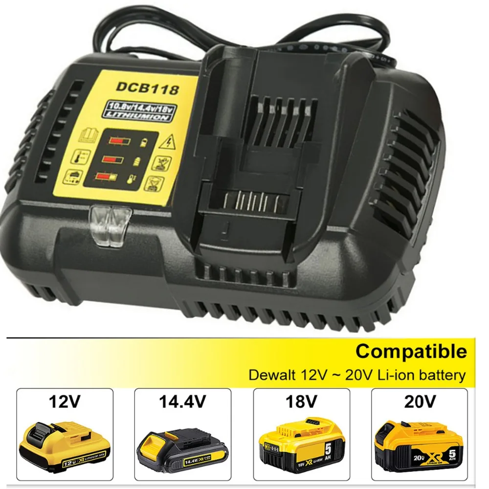 Быстрое зарядное устройство для литиевых батарей 14 4 а Dewalt DCB118 12 В/20 в DCB200 DCB180 DCB181