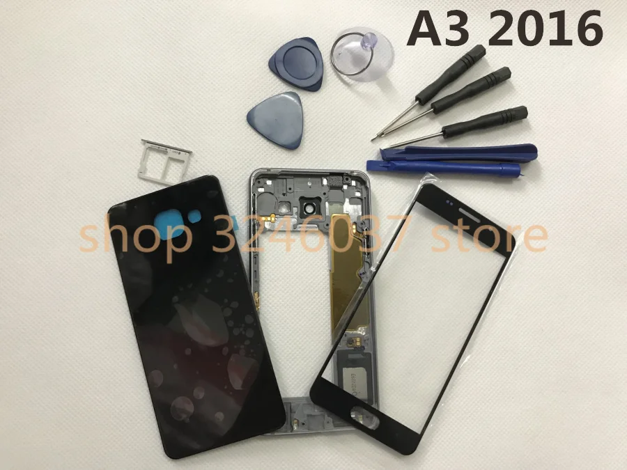 

Original Full Housing Middle Frame+Case Back Cover+Front Screen Glass Lens For Samsung Galaxy A3 2016 A310 A310F Complete Parts