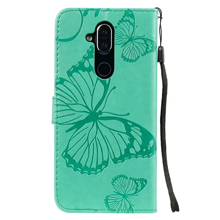 Кожаный чехол книжка с 3D изображением бабочек для Nokia 1 2 3 5 7 8 Plus телефона 4 6 2018 9