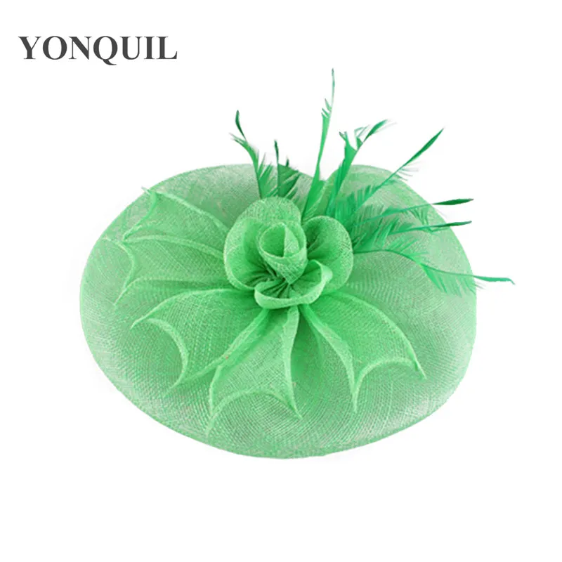 

Royal Blue Sinamay Fascinator Headpiece Feather Linen Cocktail Party Headwear Race Hair Accessories Millinery Church Hat MYQ126