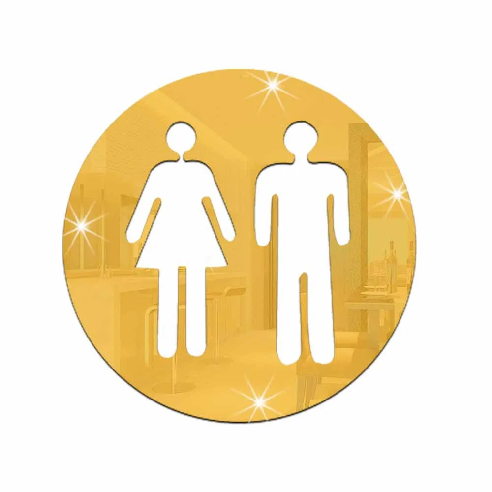 Woman&Man Toilet Sign Mirror Wall Sticker 3D Removable Bathroom Mirror Stickers for Home Hotel Washroom Door Sign Mirror Sticker