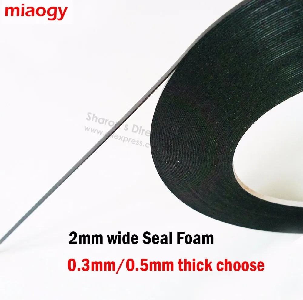 Miaogy 2 мм в ширину,(0,3 мм/0,5 мм), 10 м/рулон, двухсторонняя клейкая черная поролоновая лента для телефона huawei Xiaomi защита от пыли, уплотнительная втулка