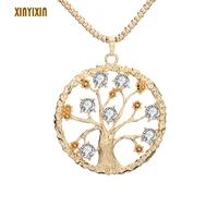 tree of life big crystal round necklace pendants color statement jewelry charms necklaces for women wedding gifts jewelry