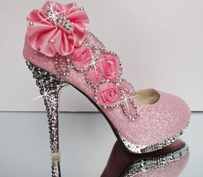 Свадебные туфли Роскошные свадебные дамские лодочки со стразами и блестками на