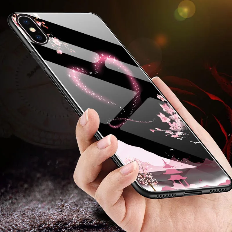 Закаленное стекло i 8 чехол для телефона iPhone Plus 7 6 S Тонкий силиконовый X XR XS MAX милый