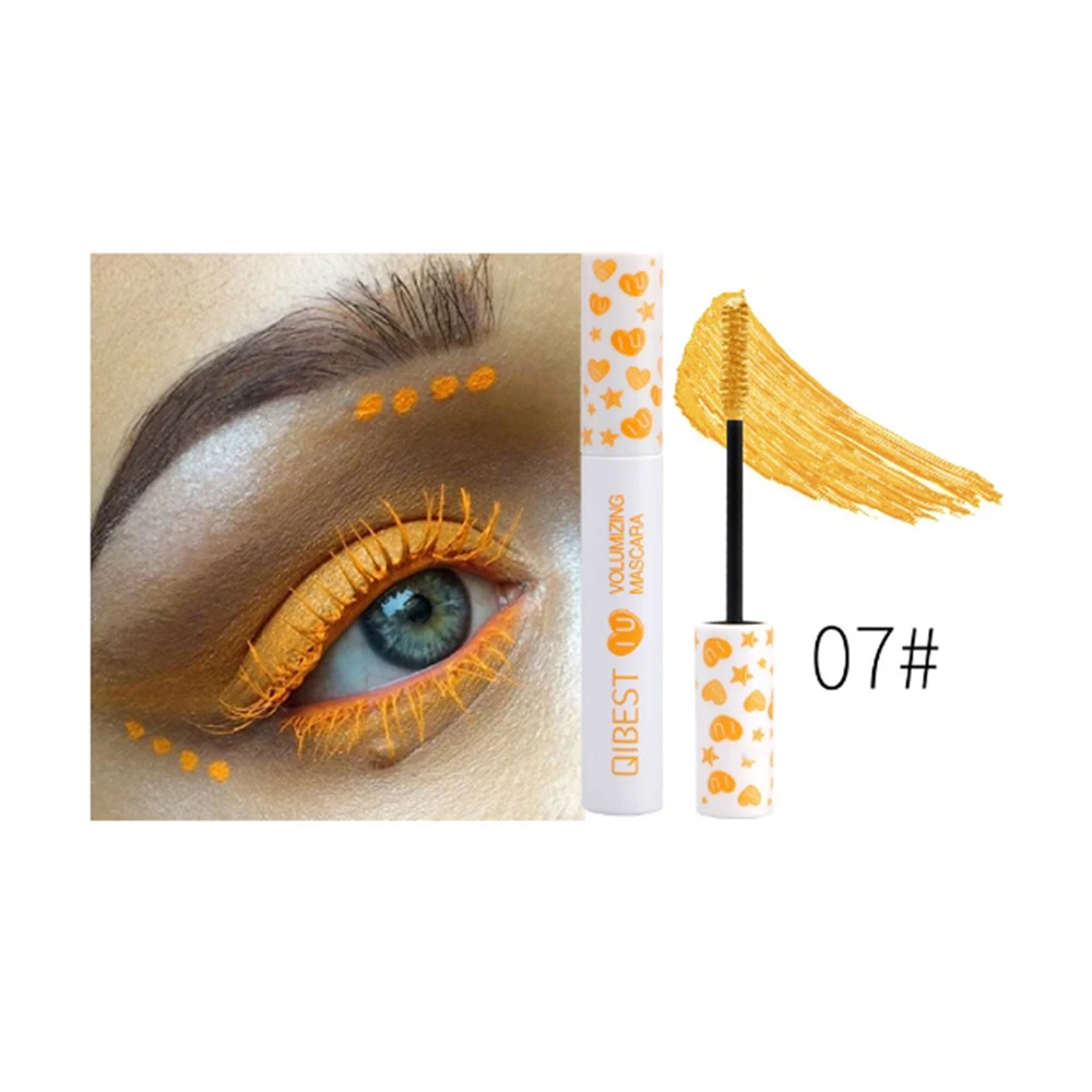 QIBEST 7 цветов тушь для ресниц красная синяя желтая кремовая густая Подкручивающая