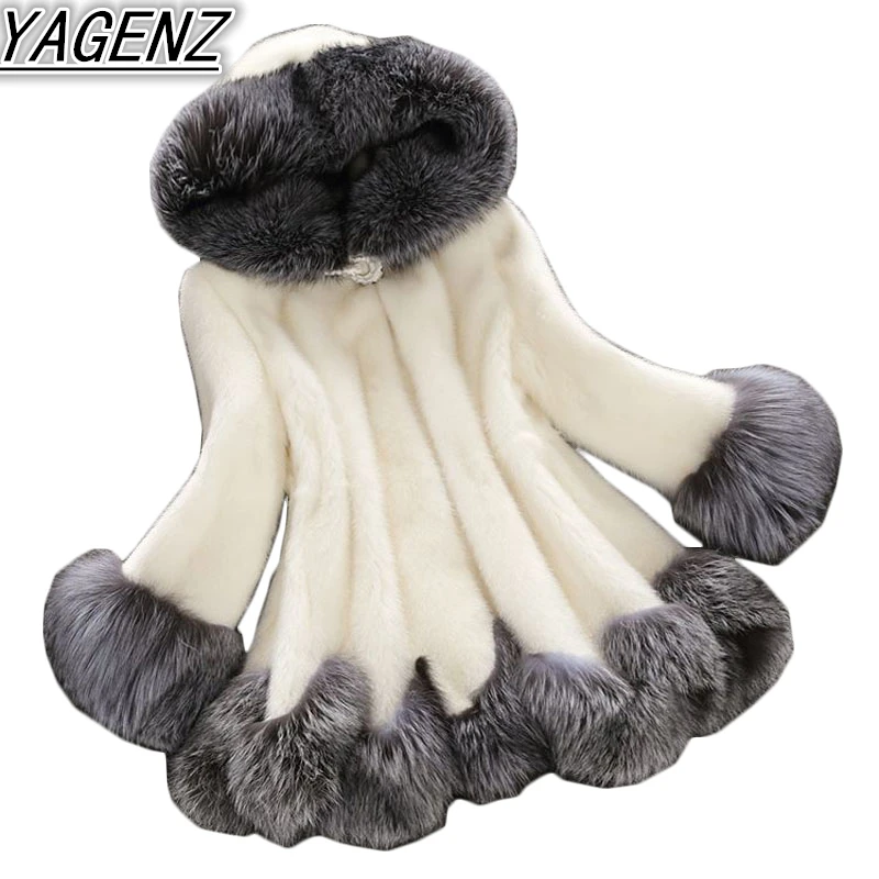 Шуба из меха норки белая женская куртка высокого качества искусственного с