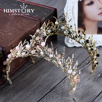 elegance bronze vintage princess hair crown handmade artificial pinkblack quinceanera wedding party hair accessory hairwear