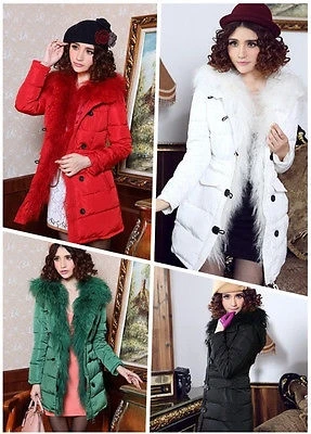 Womens Warm Slim Fit Fleece Hooded Duck Down Jacket Puffer Long Coat Parka | Женская одежда