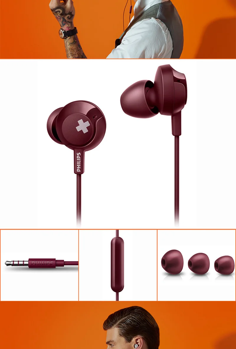 Philips SHE4305 3,5 мм наушники-вкладыши с шумоподавлением стерео бас гарнитура для Xiaomi официальный тест