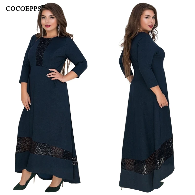 

COCOEPPS Vintage Maxi Dress Summer Big Size Long Floor Elegant Large Size Dress Party Dresses Plus Size Women Vestidos