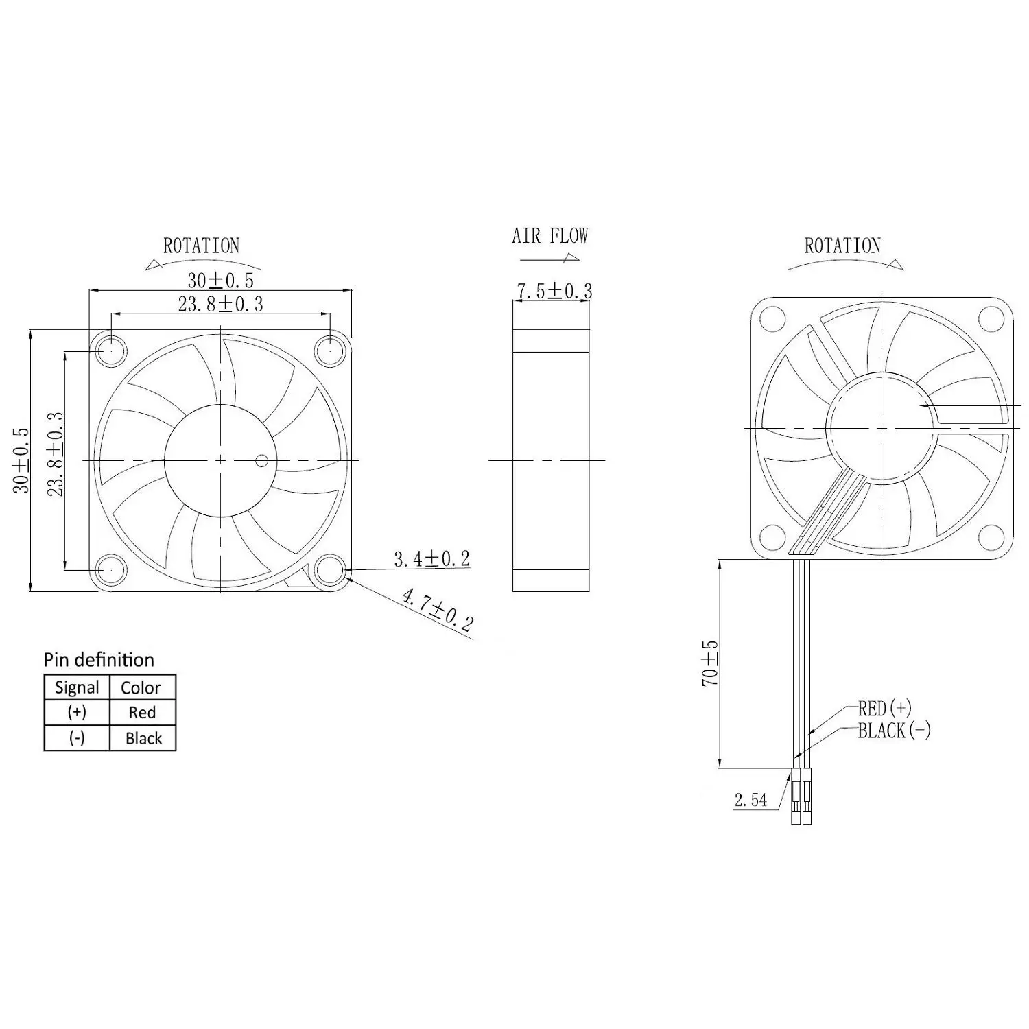 DC 5V 12V 2Pin Dupont 3007 3 см 30 мм x 7 мм вентилятор охлаждения для ПК
