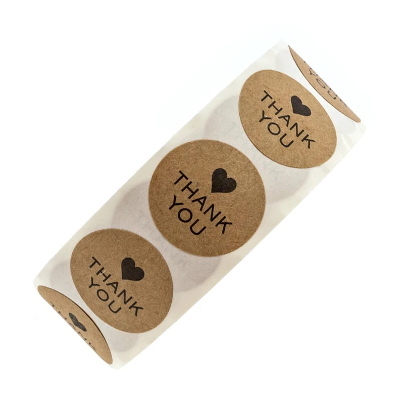 500PCS Round Brown THANK YOU Personalized Sticker Wedding Birthday Party Decor Stickers Gift Box Tags Pastry Cards Bottle Label | Дом и сад