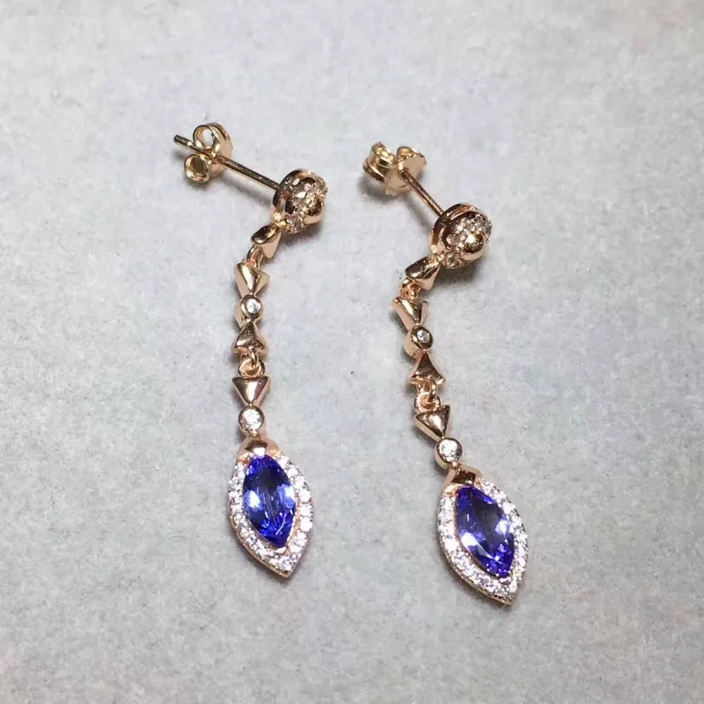 Серьги-капли из натурального голубого танзанита, 925 серебро, серьги с натуральным драгоценным камнем, роскошные модные длинные женские серьги для девушек, ювелирные изделия