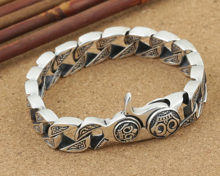 Мужские ювелирные изделия ручной работы 100% Стерлинговое Серебро 925 пробы браслет