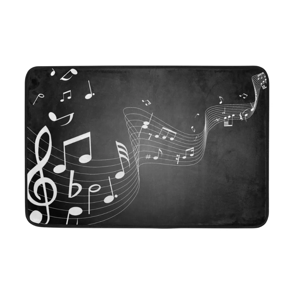 Черный фон с музыкальной нотой коврик для ванной комнаты чайный столик