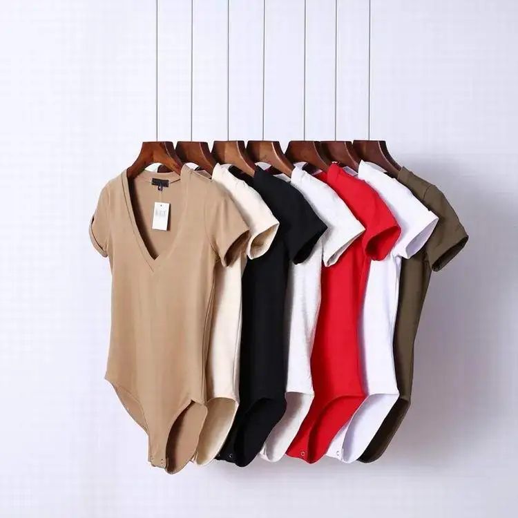 2018 В шеи боди Для женщин летние Комбинезоны Короткие облегающий костюм шорты