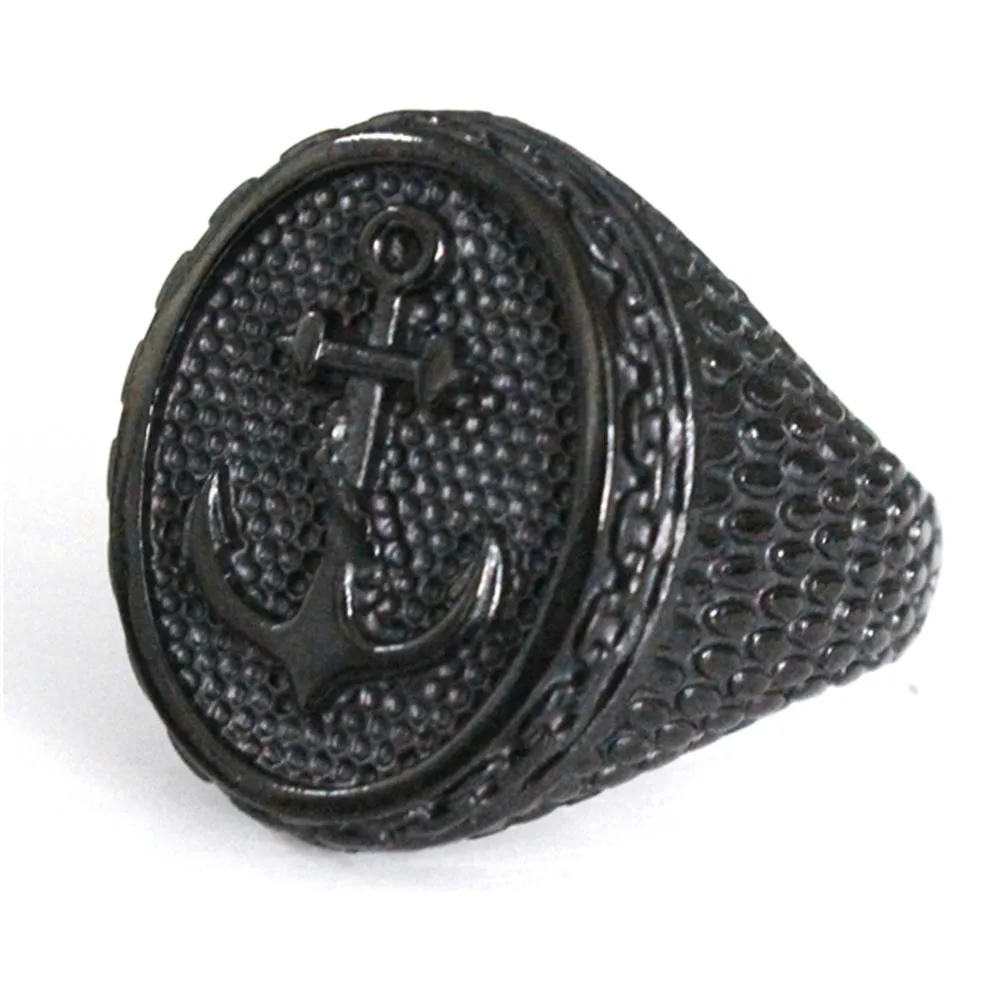 Поддержка Прямая поставка размер 7 14 золотой серебряный черный цвет Якорь Кольцо