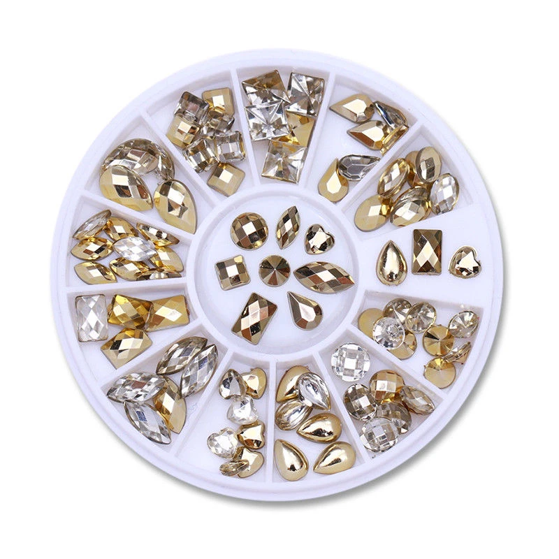3D Double-sided Nail Art Rhinestone Wheel Charms Gold Heart Water Drop Shape Decorations Nails Tips | Красота и здоровье