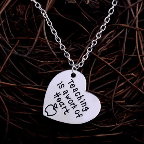Necklace Teaching Is Персонализированные подарки для учителей спасибо детские подарки брелок цепочка для ключей в виде яблока брелок для ключей в форме сердца кулон - Цвет: Necklace Teaching Is
