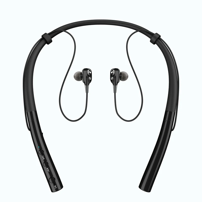 Black BGreen, спортивные, водонепроницаемые, Bluetooth 5,0, наушники, беспроводные, стерео, мягкие, гнущиеся, шея, полоса, гарнитура, 4 динамика, бас, спортивные наушники - Цвет: Black