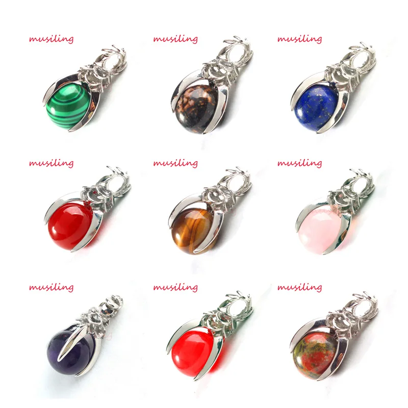 

Reiki Pendulum Pendants Natural Stone Ball Bead Eagle Claw Silver Plated Charms Crystal Opal etc Fashion Jewelry 20X Mix