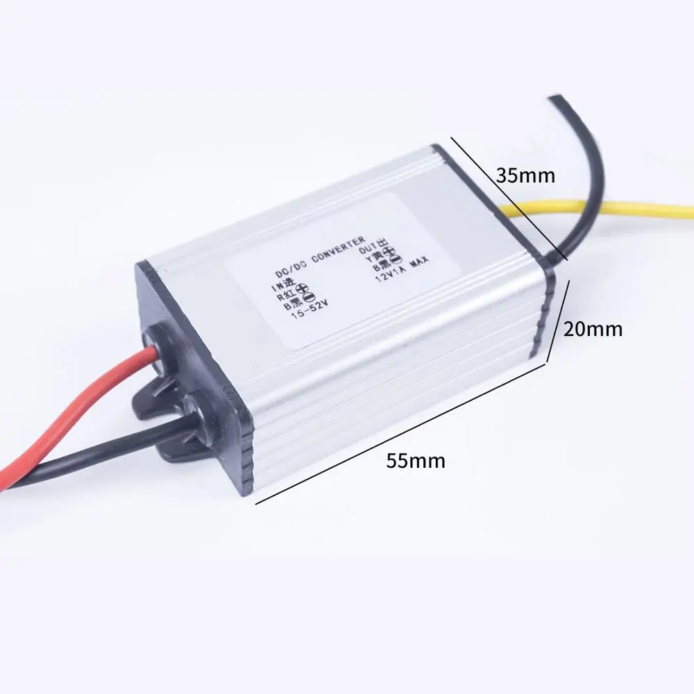 DC 15 52V TO 12V 1A 2A 3A длинный алюминиевый корпус источник питания для автомобильного