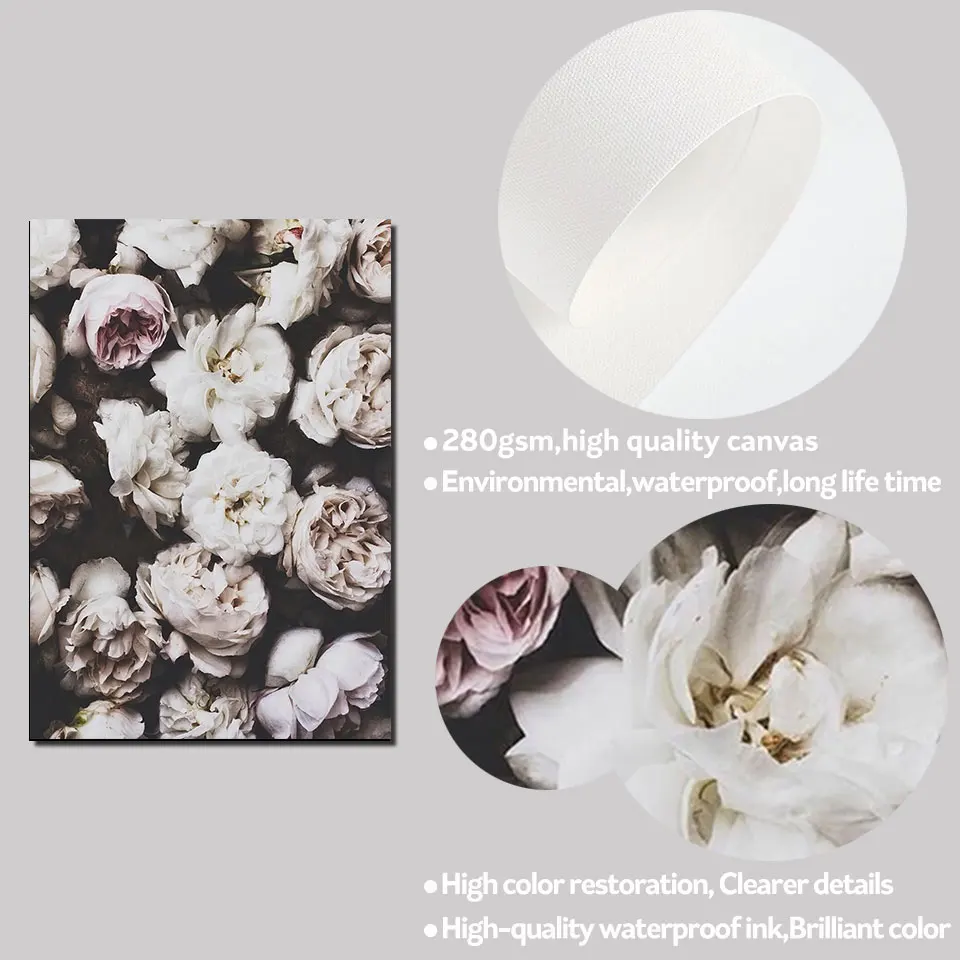 Flower Canvas Painting Art Wall Nordic Blossom Peony Floral Poster and Prints Pictures for Room Modern Home Decoration No Frame | Дом и сад