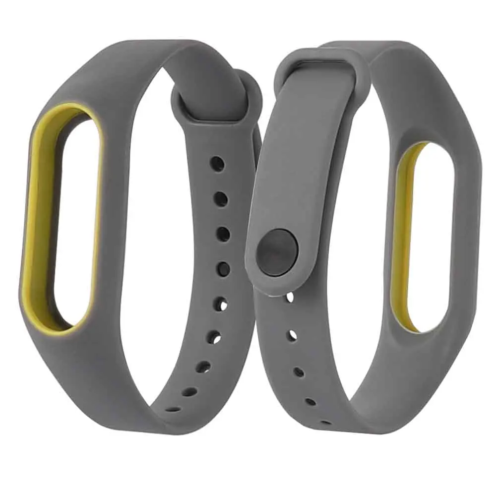 Gray Двойной Цветной ремешок mi Band 2 сменный спортивный ремешок на запястье анти-потеря силиконовый браслет аксессуары для Xiao mi band 2 умный Браслет - Цвет: Gray