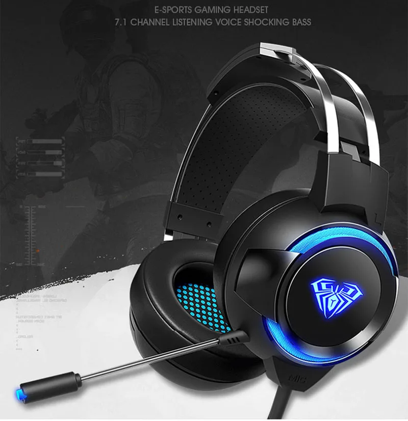 Black for Phone Lapt Профессиональная USB E-Sport игровая гарнитура 7,1 С светильник студийные наушники глубокий НЧ, Проводная гарнитура наушники для ПК ноутбука геймера - Цвет: Black for Phone Lapt