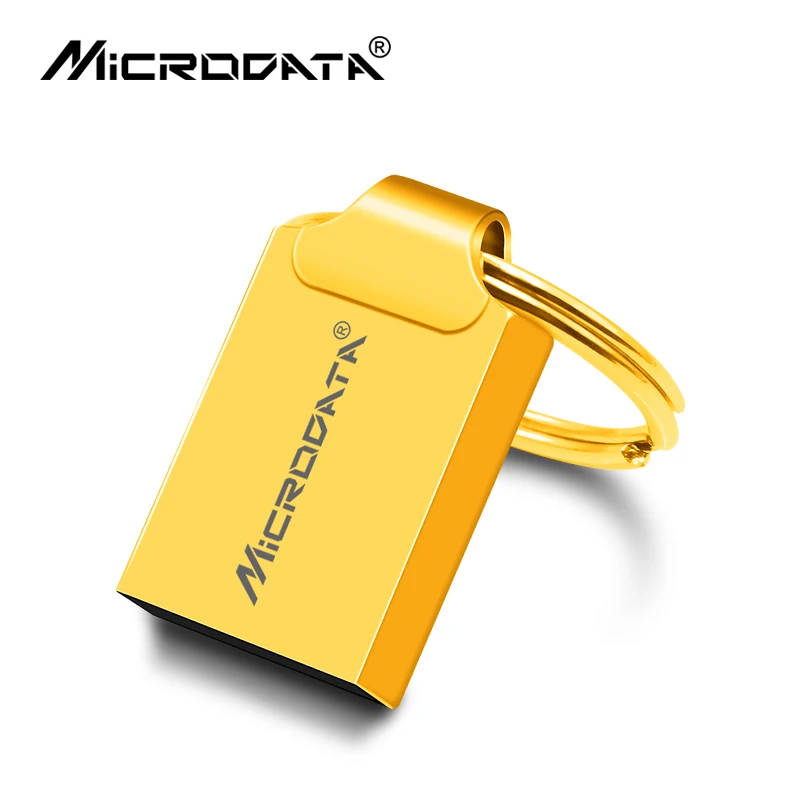 Мини-металлическая ручка с кольцом для ключей, металлический USB флеш-накопитель, 128 ГБ, 64 ГБ, 32 ГБ, 16 ГБ, 8 ГБ, микро-карта памяти, u-диск - Цвет: gold