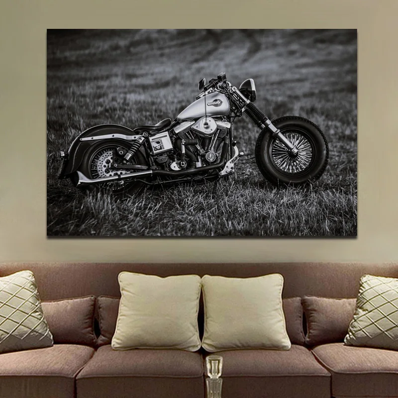 classic old motorcycles style nature fields bike posters on the wall picture home living room decoration for bedroom KD520 | Дом и сад