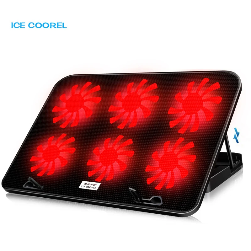 Кулер для ноутбука 2 Порты USB и шесть вентилятор охлаждения светодиодный