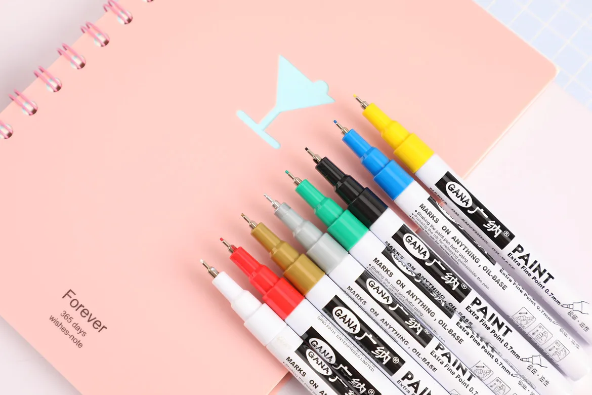 0.7mm Oily Car Tyre Tire Tread marker pen Waterproof Permanent Color match paint pen white marker pen black card graffiti pen