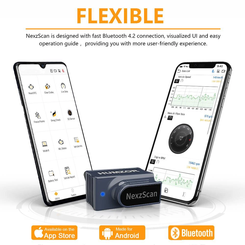 HUMZOR NexzScan OBDII Автомобильный диагностический инструмент Bluetooth 4,2 автомобильный OBD2 считыватель кодов