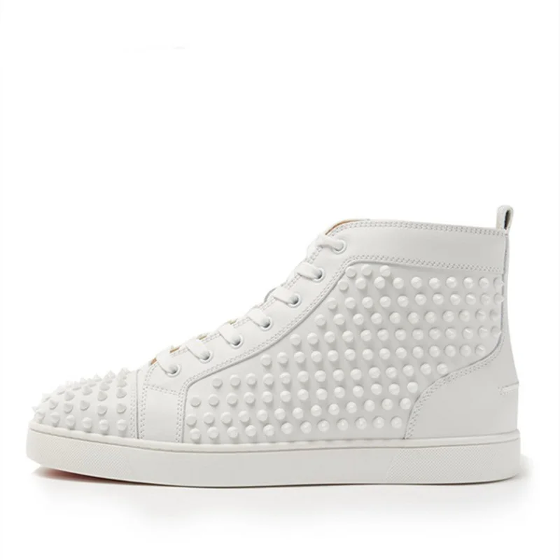 

men Casual sneakers fashion white Rivet sneakers high-top platform ankle boots high quality lace-up Man shoes
