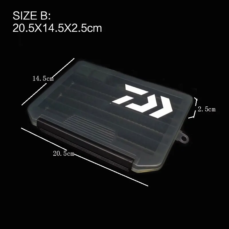 SIZE B 20.5X14.5X2.5 Daiwa рыболовные снасти, коробки для наживки, пластиковые приманки, коробки для ловли нахлыстом, ящик для хранения рыболовных снастей, принадлежности, аксессуары, высокая прочность - Цвет: SIZE B 20.5X14.5X2.5