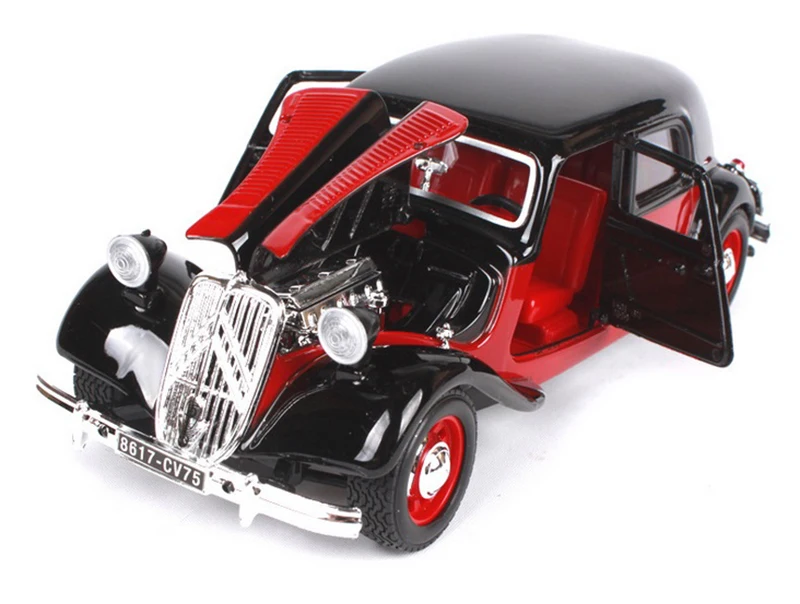 1/24 1938 Citron 15 CV TA классические модели автомобилей черно-красные Игрушки для мальчиков детские подарки коллекции дисплеев