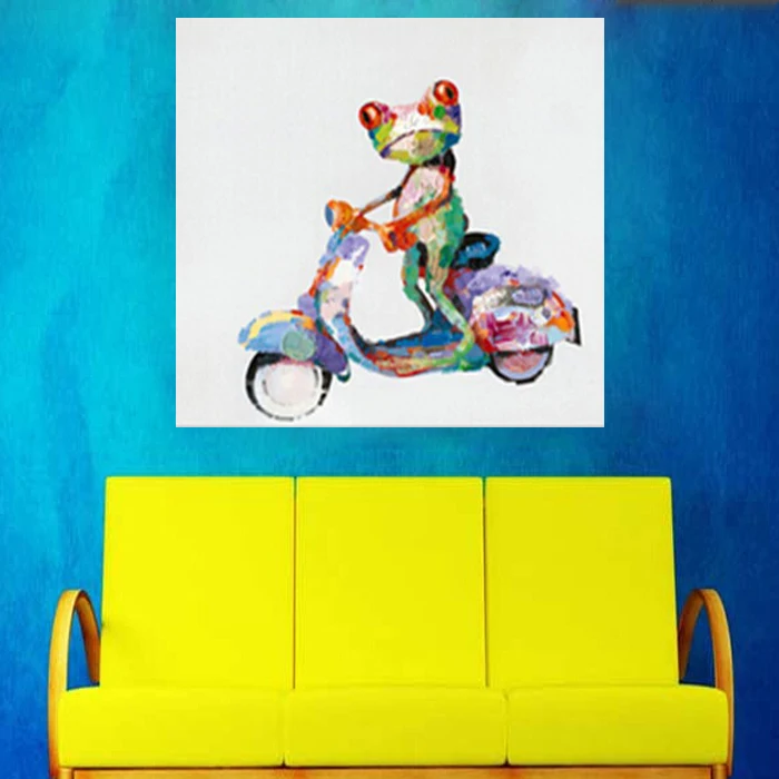 100% ручная роспись маслом на холсте холст обувь для вождения лягушка Wall Art