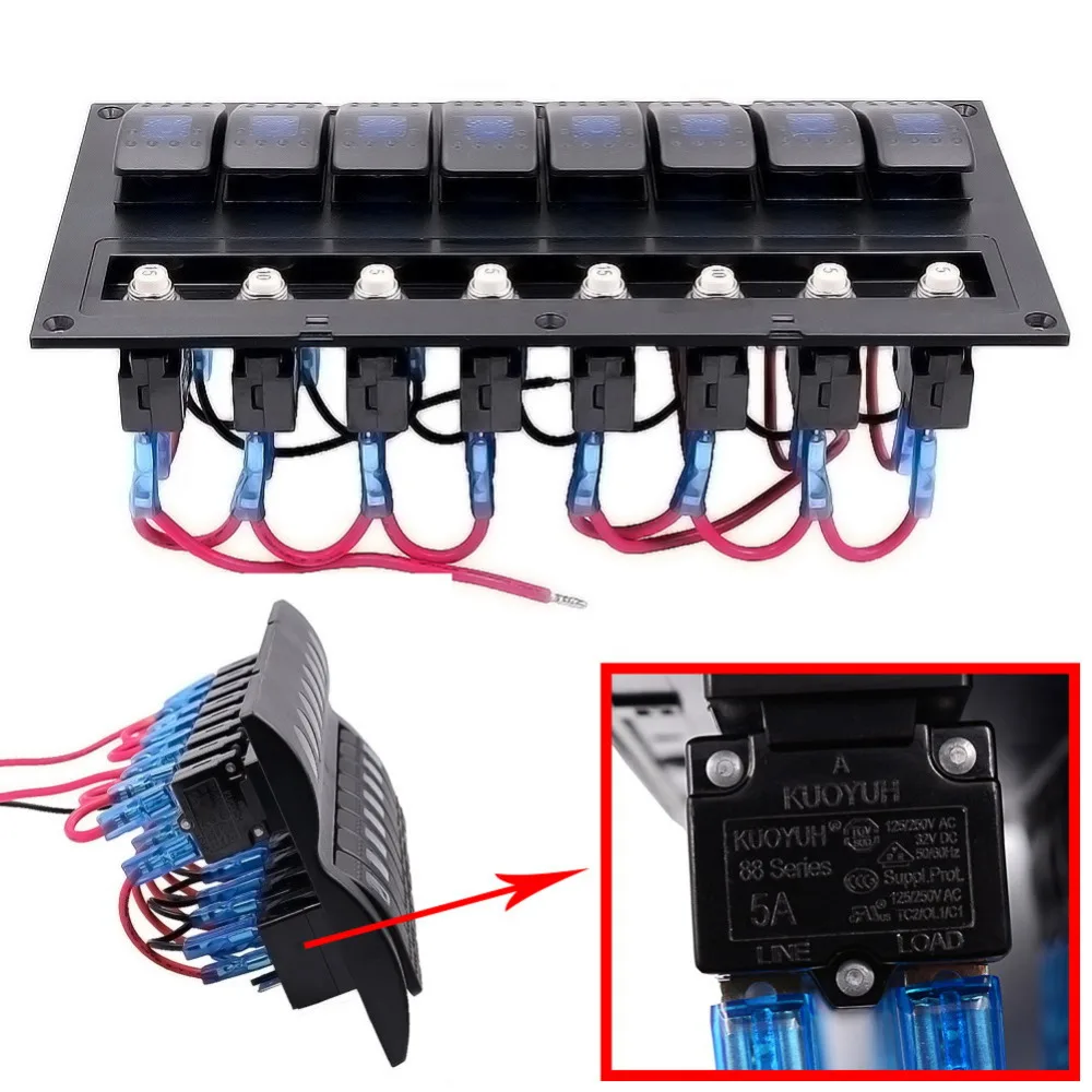 8 банд 12В 24В синий светодиодный автомобильный морской катер кулисный