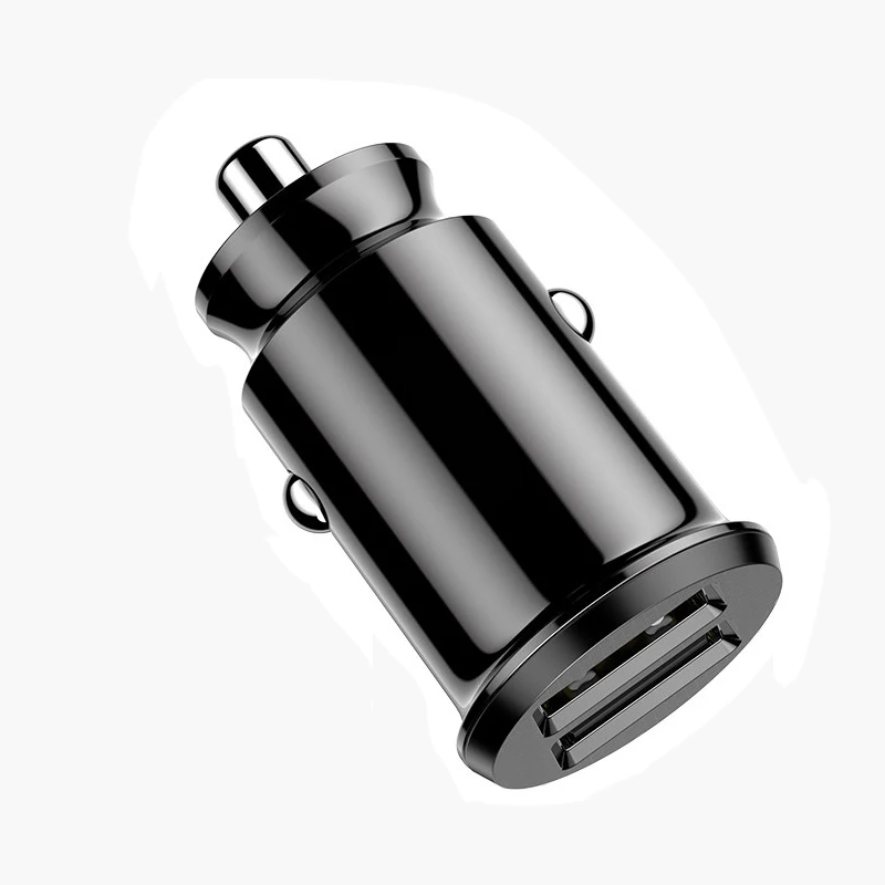 black Мини Быстрый двойной Переходник USB для зарядки в машине 3.4A автомобильная зарядка для планшета мобильного телефона gps Быстрая автомобильная зарядка для samsung iPhone 12-24 В - Название цвета: black