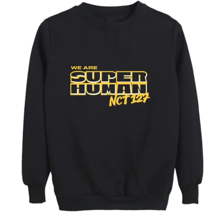Худи флисовое с круглым вырезом и надписью we are superhuman|Женские толстовки свитшоты|
