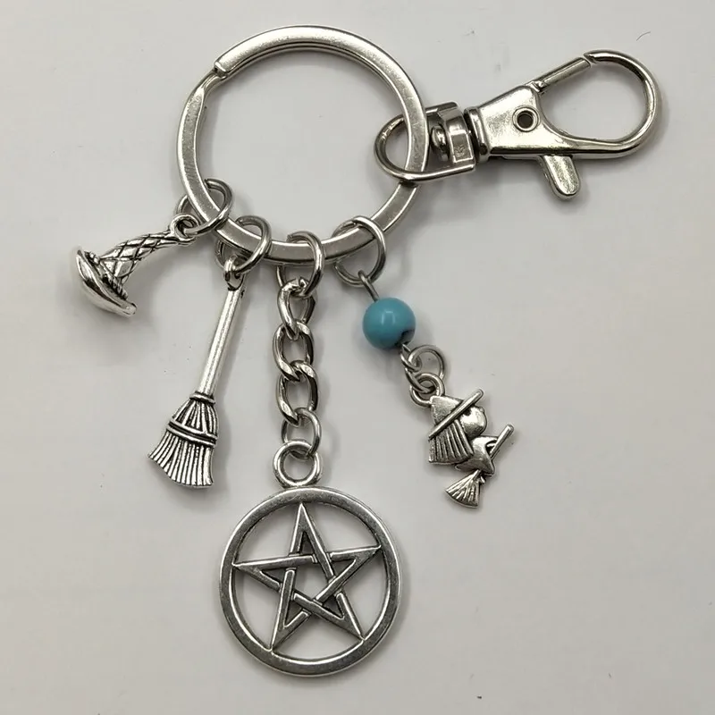 1 шт. брелок для ключей с сумочкой ведьмы шляпой Pentacle метлой лучшего